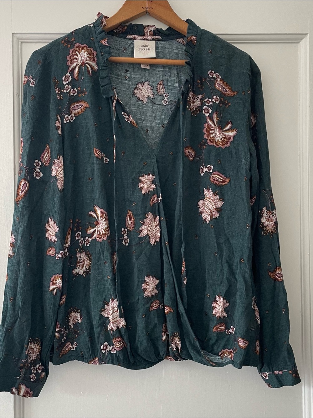 Knox Rose Moody Floral V-Neck Wrap Blouse